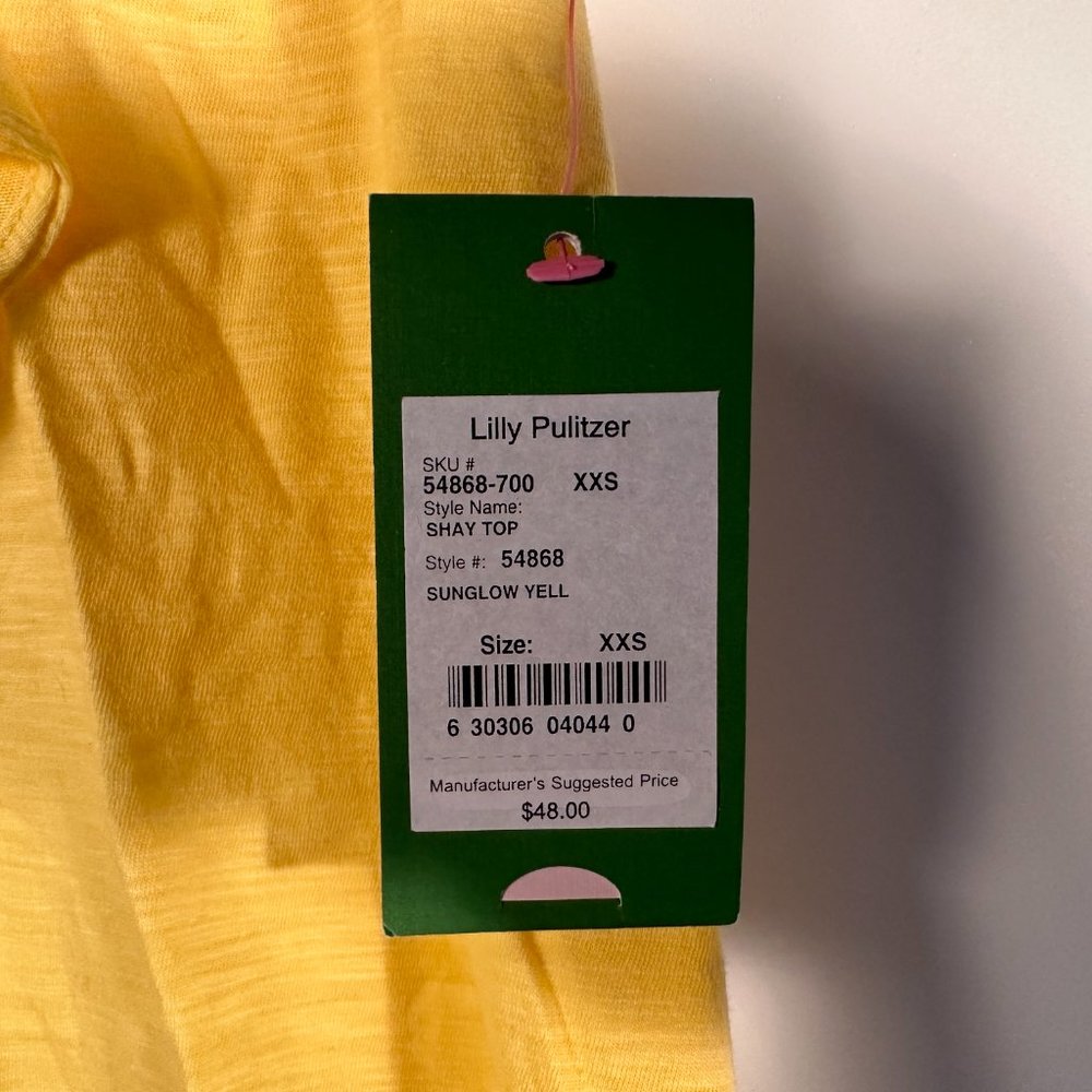 Lilly Pulitzer Sunglow Yellow Shay Top Women Size XXS / New - Picture 4 of 8